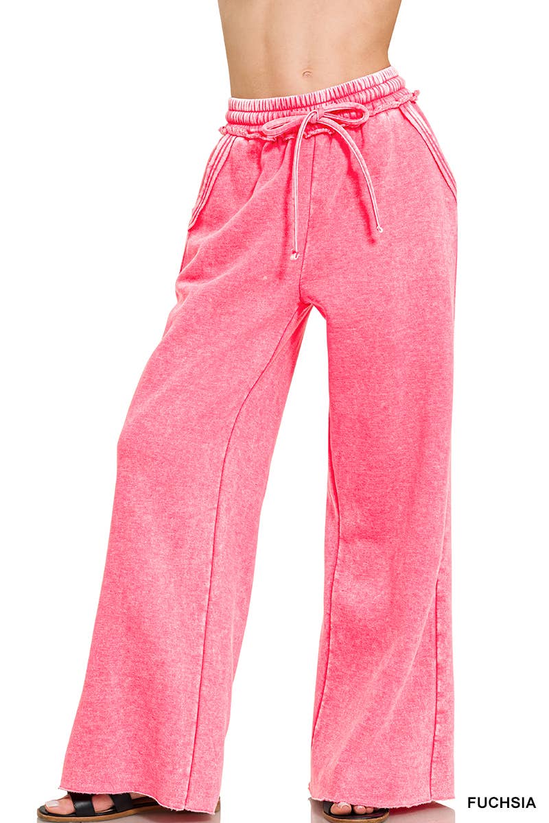 `Washed Sweatpants With Pockets - Zenana