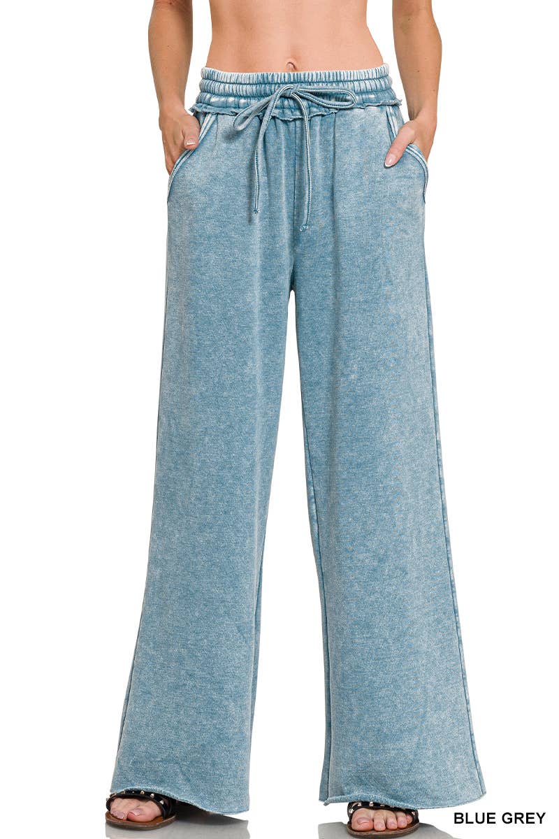 `Washed Sweatpants With Pockets - Zenana