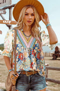 Summer Fashion Crochet Boho Half Sleeve Floral Blouse (S-4X)