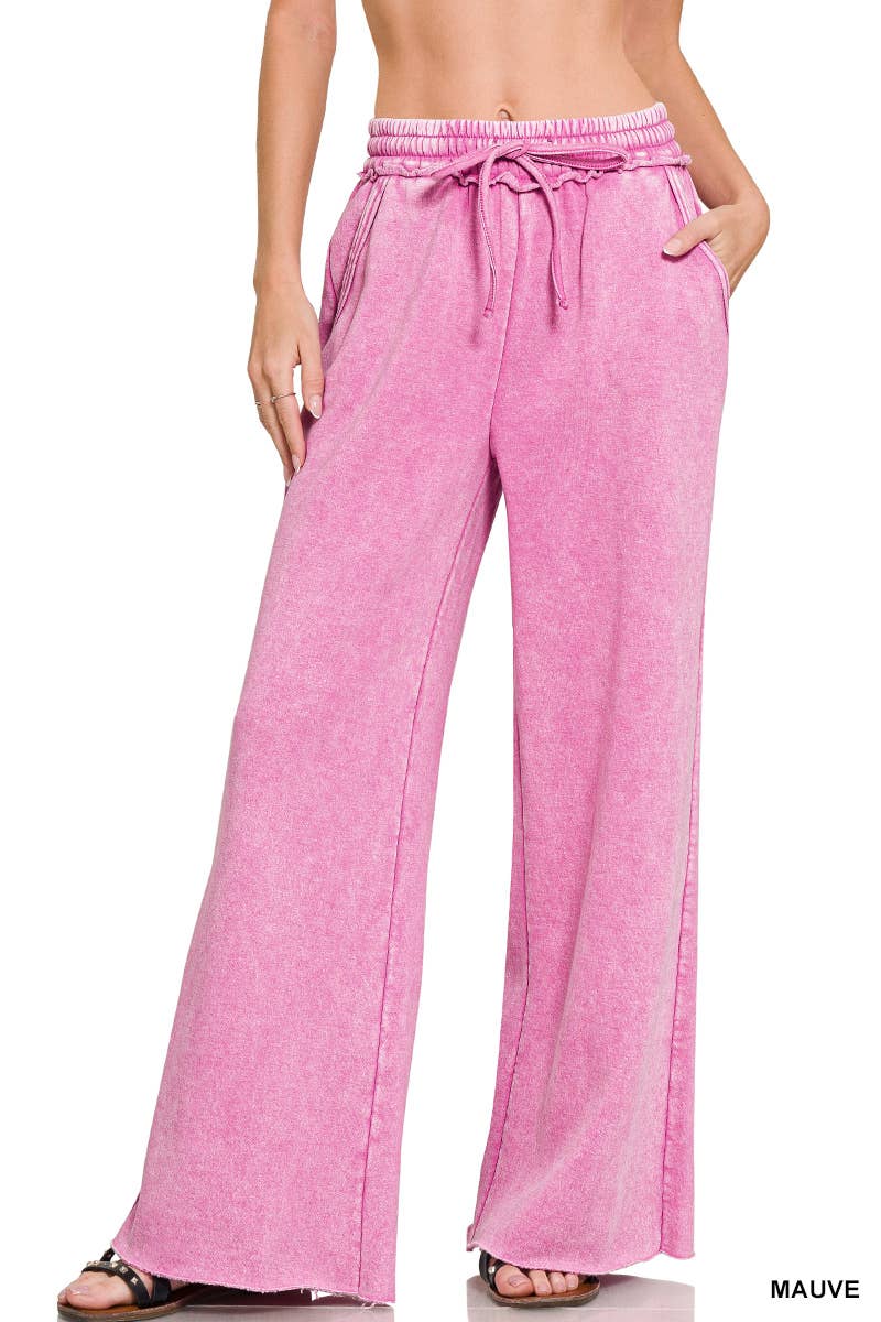 `Washed Sweatpants With Pockets - Zenana