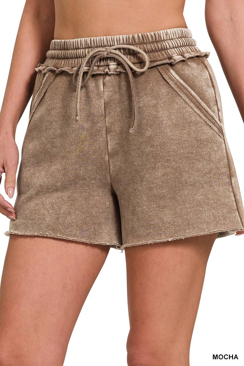 `Fleece Shorts Acid Wash & Solid