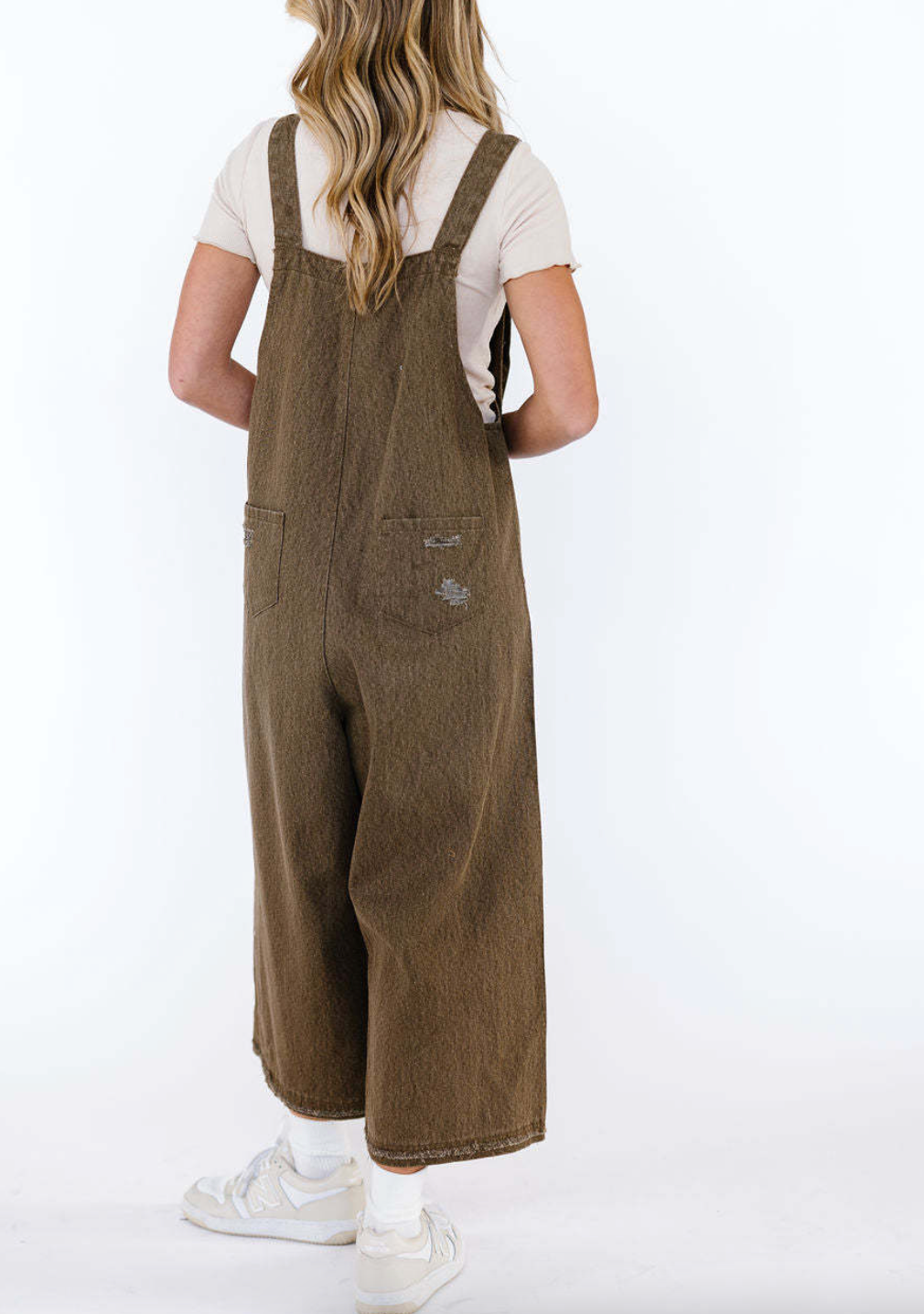 Women's Wide Leg Jumpsuit with Ripped Details Denim Overalls