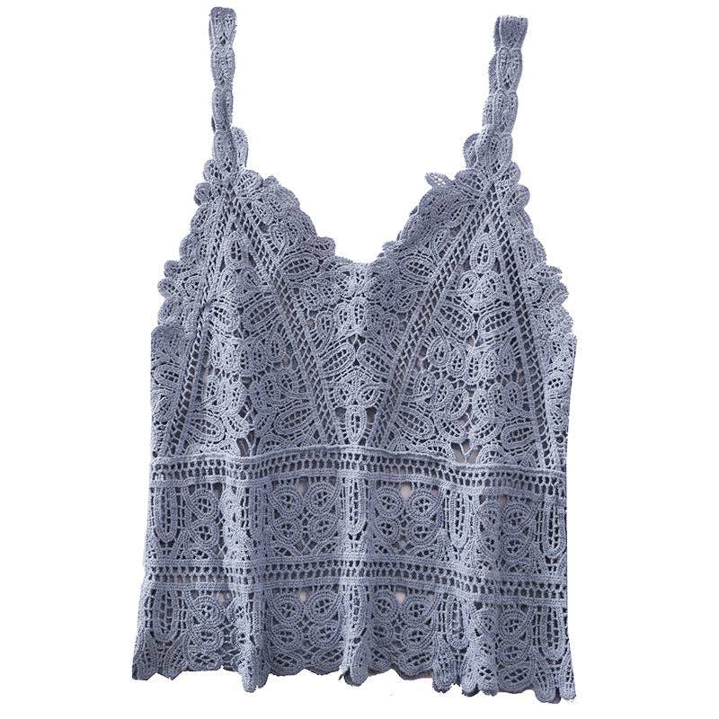 Women's leeveless Layering Crochet Lace Tank Top Vest