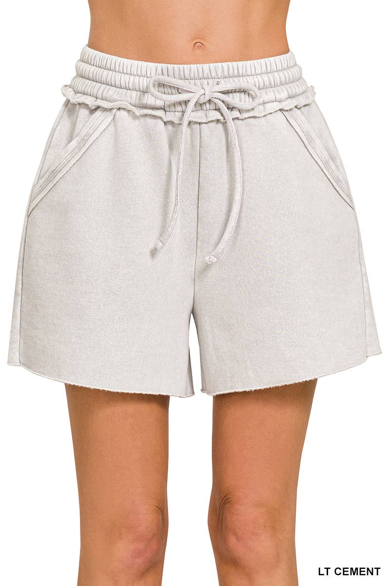 `Fleece Shorts Acid Wash & Solid
