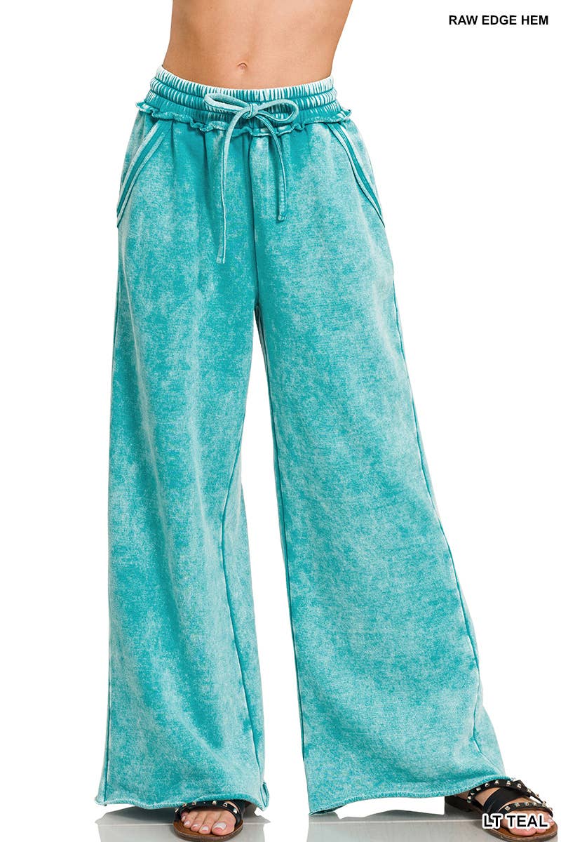 `Washed Sweatpants With Pockets - Zenana