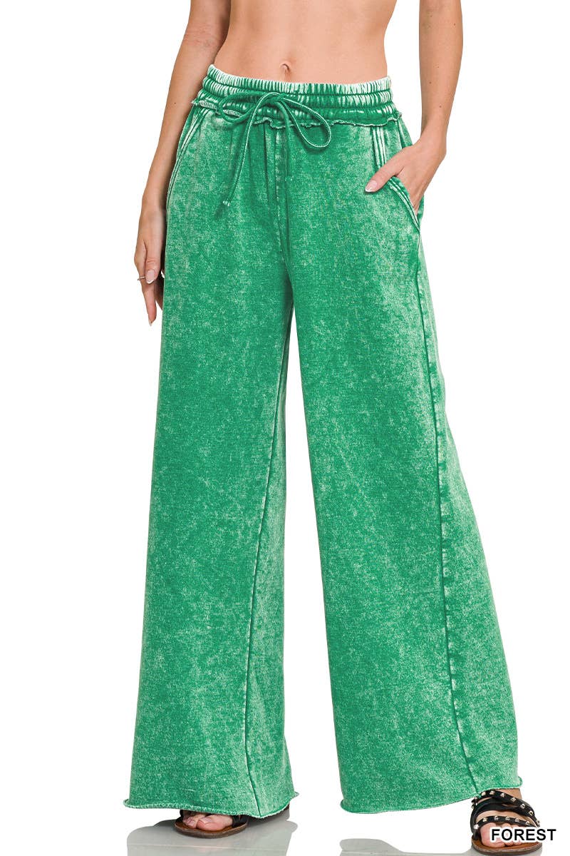 `Washed Sweatpants With Pockets - Zenana