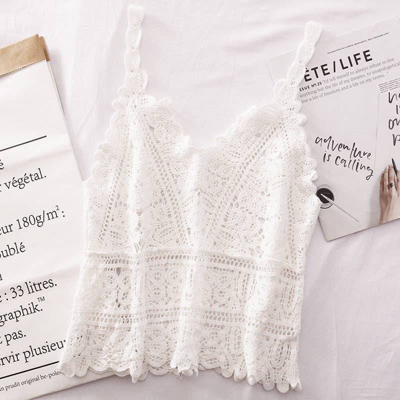 Women's leeveless Layering Crochet Lace Tank Top Vest
