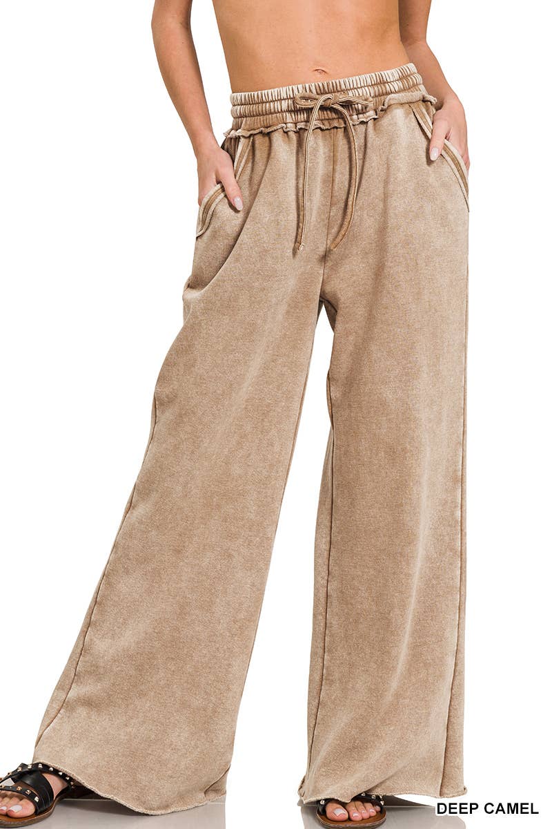 `Washed Sweatpants With Pockets - Zenana