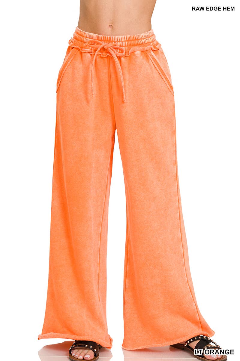 `Washed Sweatpants With Pockets - Zenana