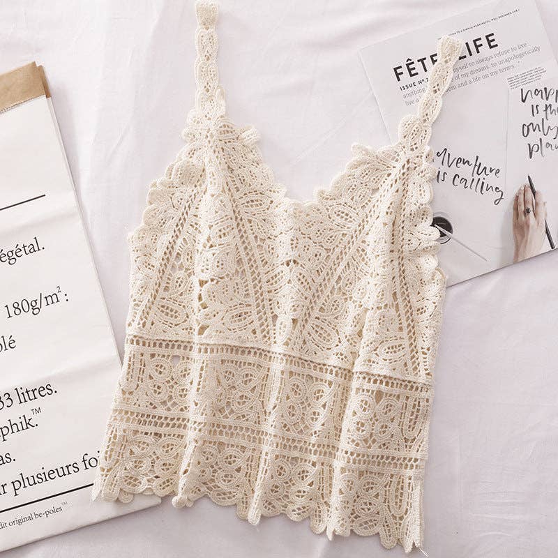 Women's leeveless Layering Crochet Lace Tank Top Vest