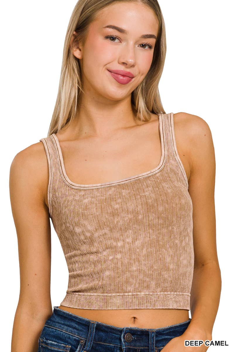 `Washed Seamless Tank Top - Zenana