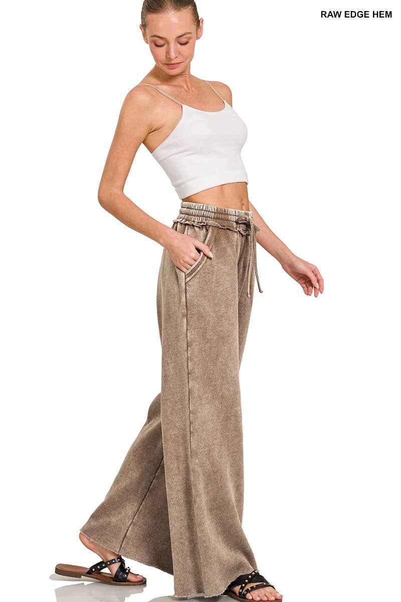 `Washed Sweatpants With Pockets - Zenana