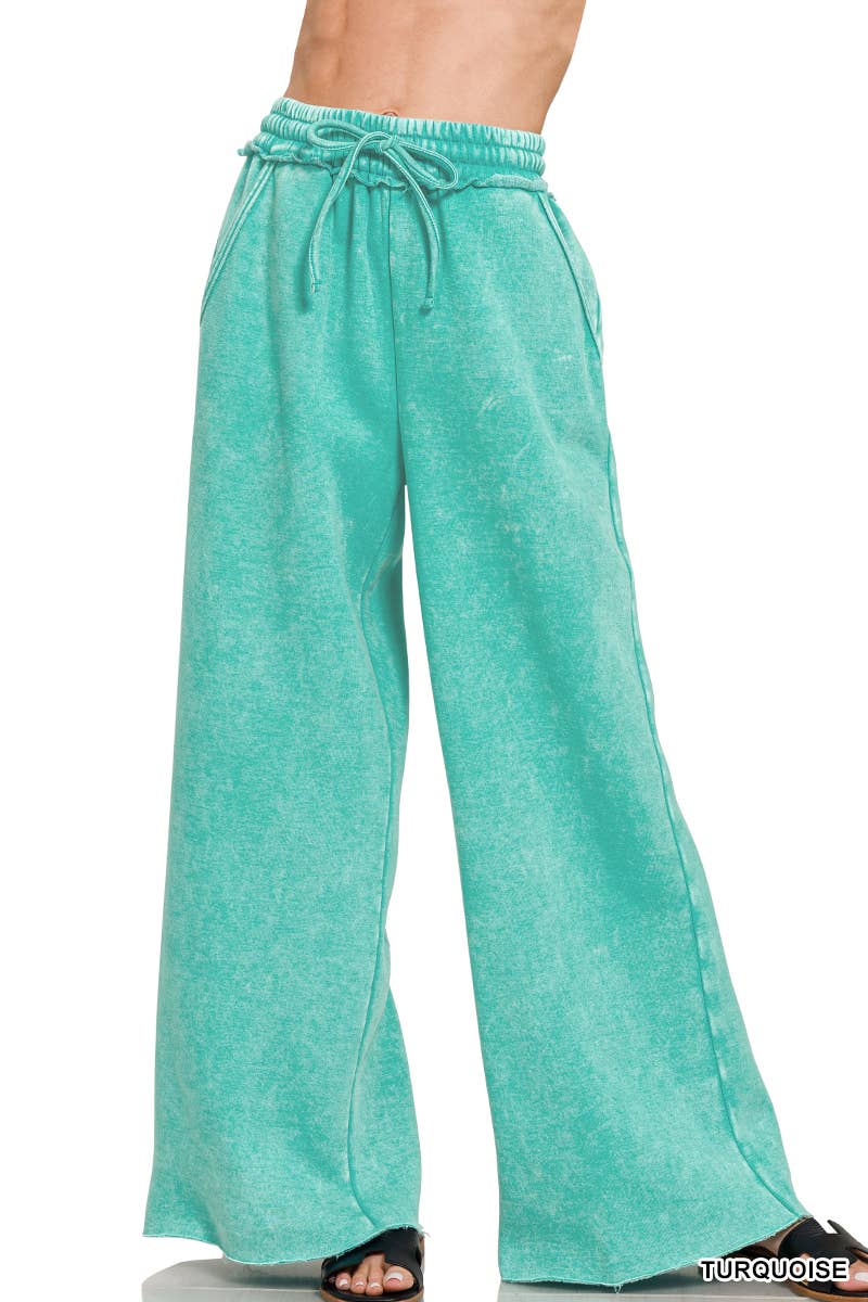`Washed Sweatpants With Pockets - Zenana