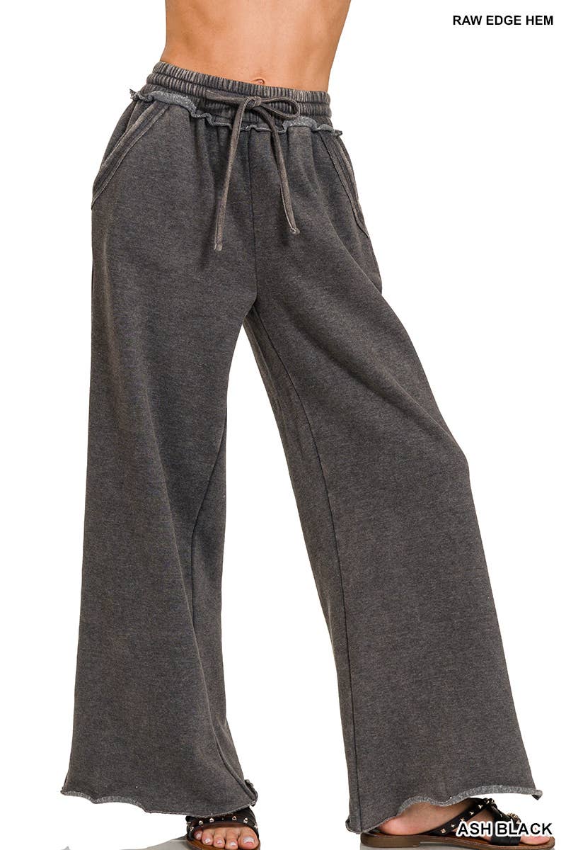 `Washed Sweatpants With Pockets - Zenana