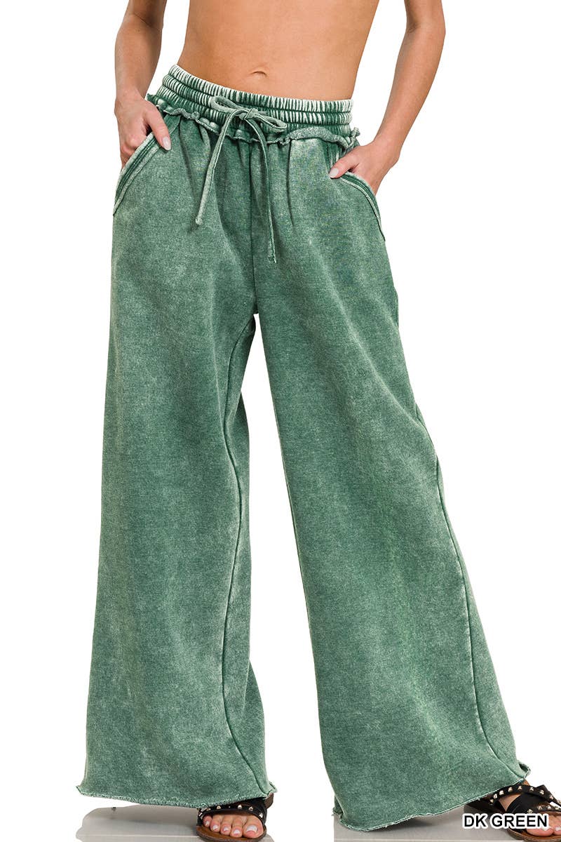 `Washed Sweatpants With Pockets - Zenana