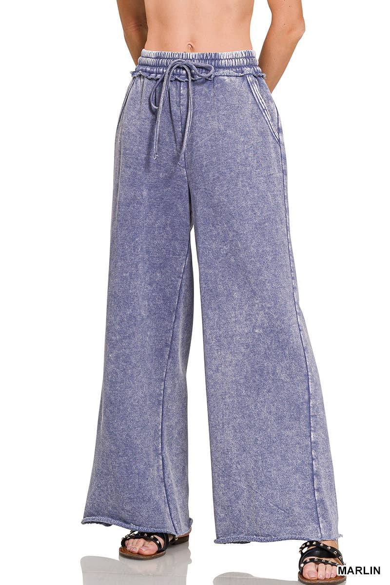 `Washed Sweatpants With Pockets - Zenana