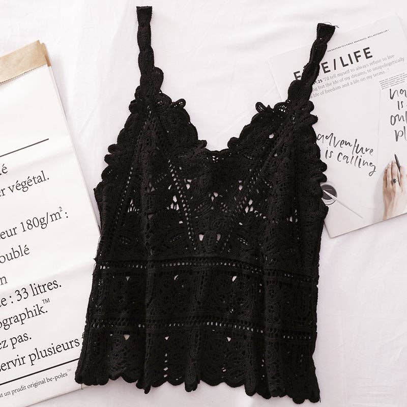 Women's leeveless Layering Crochet Lace Tank Top Vest