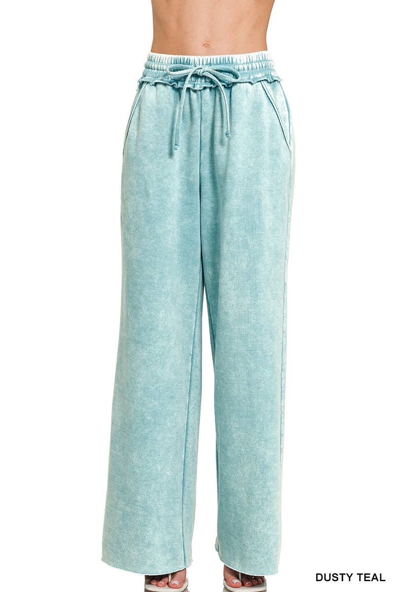 `Washed Sweatpants With Pockets - Zenana