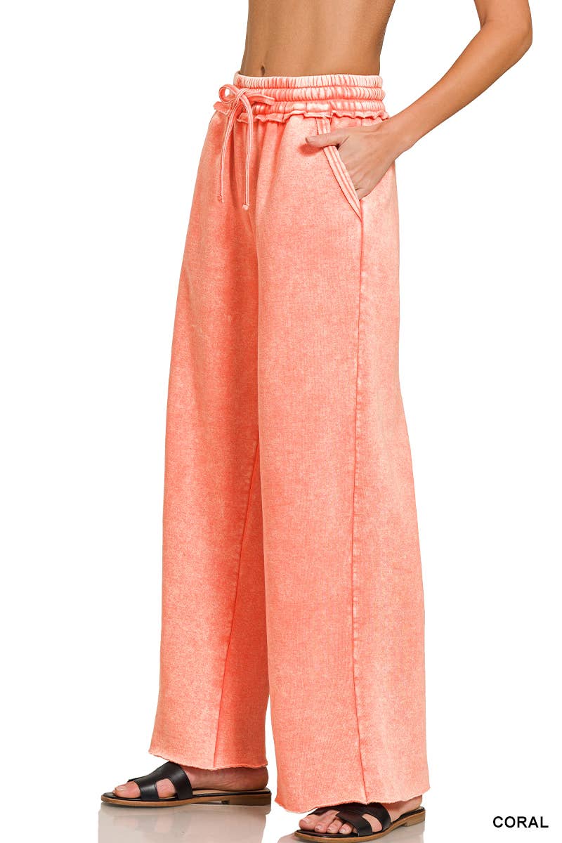 `Washed Sweatpants With Pockets - Zenana