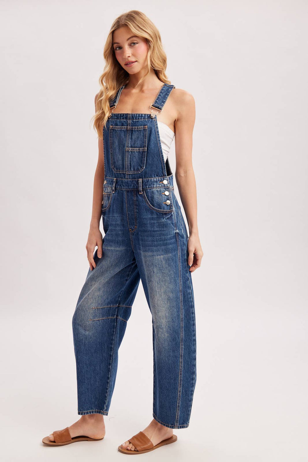 DENIM BARREL OVERALLS