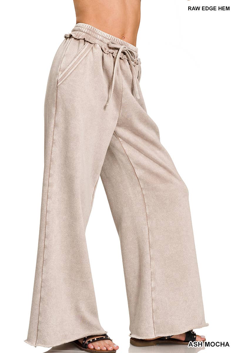 `Washed Sweatpants With Pockets - Zenana