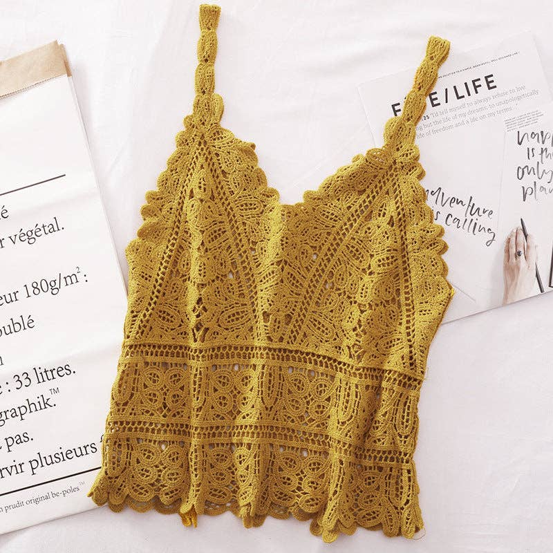 Women's leeveless Layering Crochet Lace Tank Top Vest
