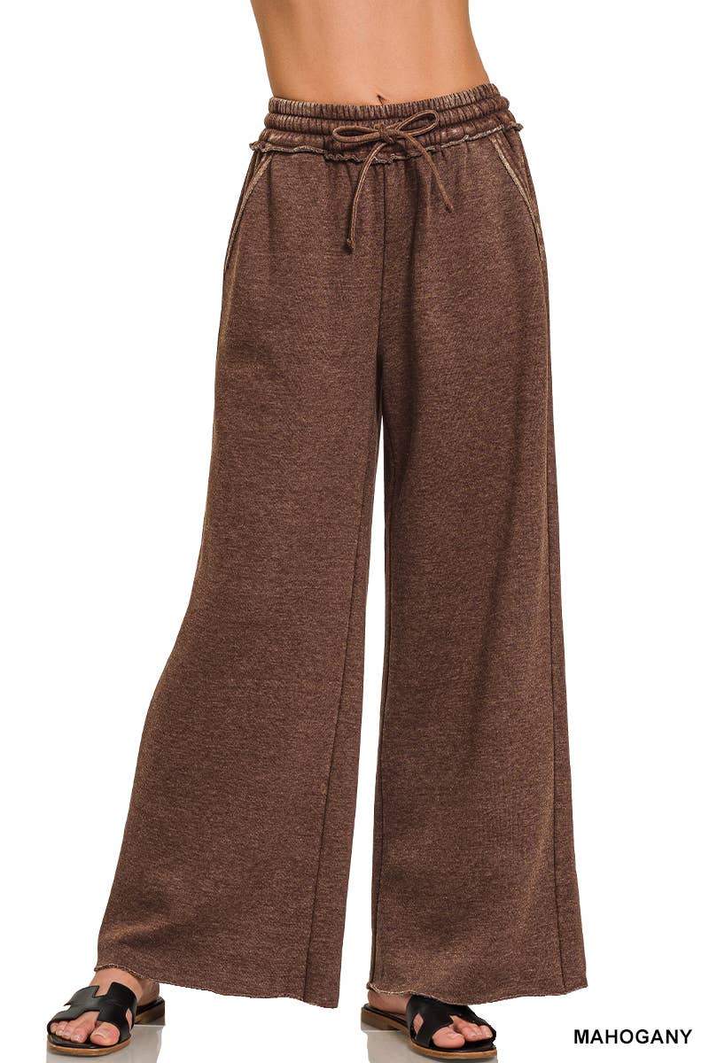 `Washed Sweatpants With Pockets - Zenana