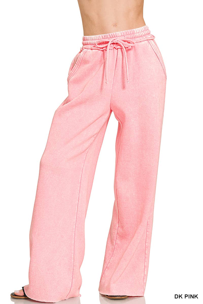 `Washed Sweatpants With Pockets - Zenana