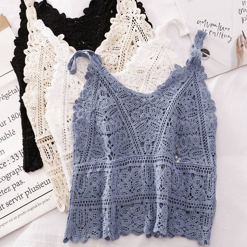 Women's leeveless Layering Crochet Lace Tank Top Vest
