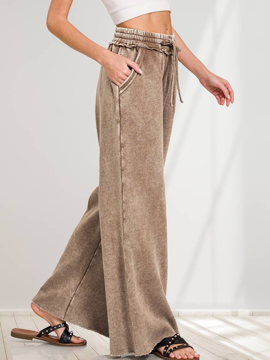 `Washed Sweatpants With Pockets - Zenana
