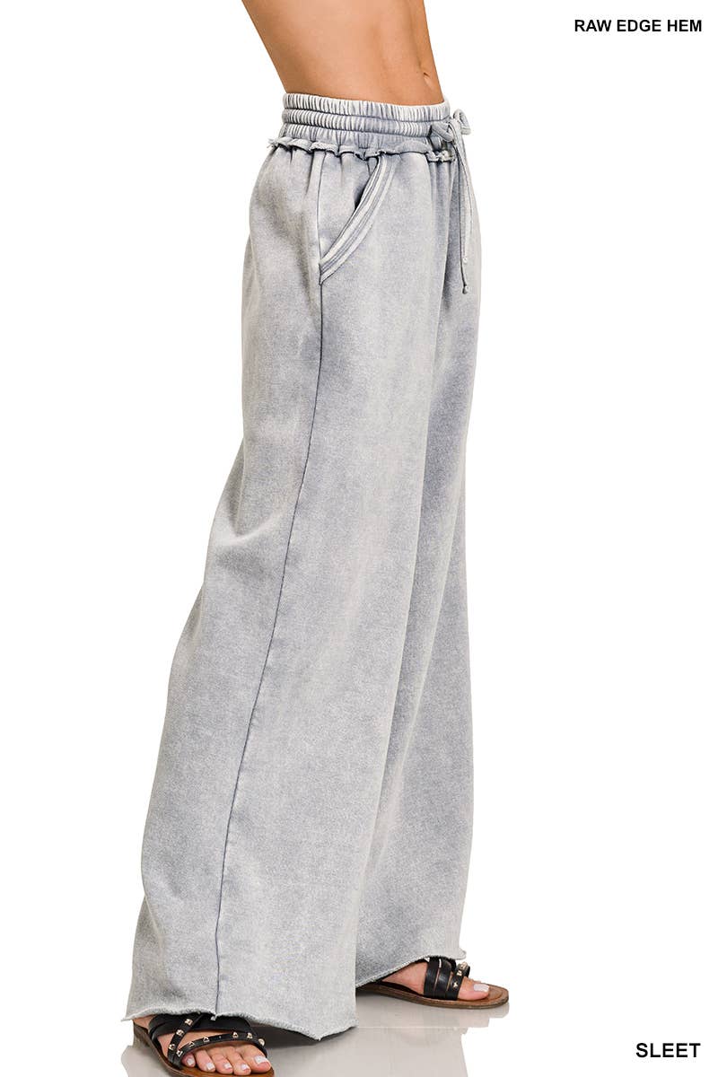 `Washed Sweatpants With Pockets - Zenana