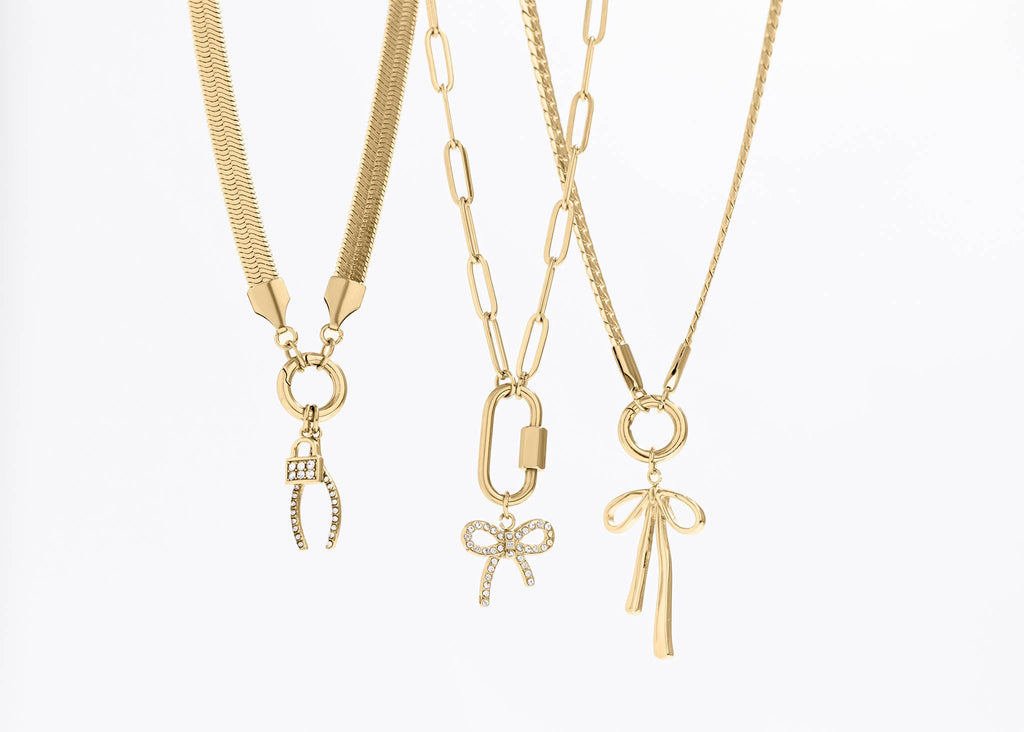 18K Gold PVD Paperclip Carabiner Necklace