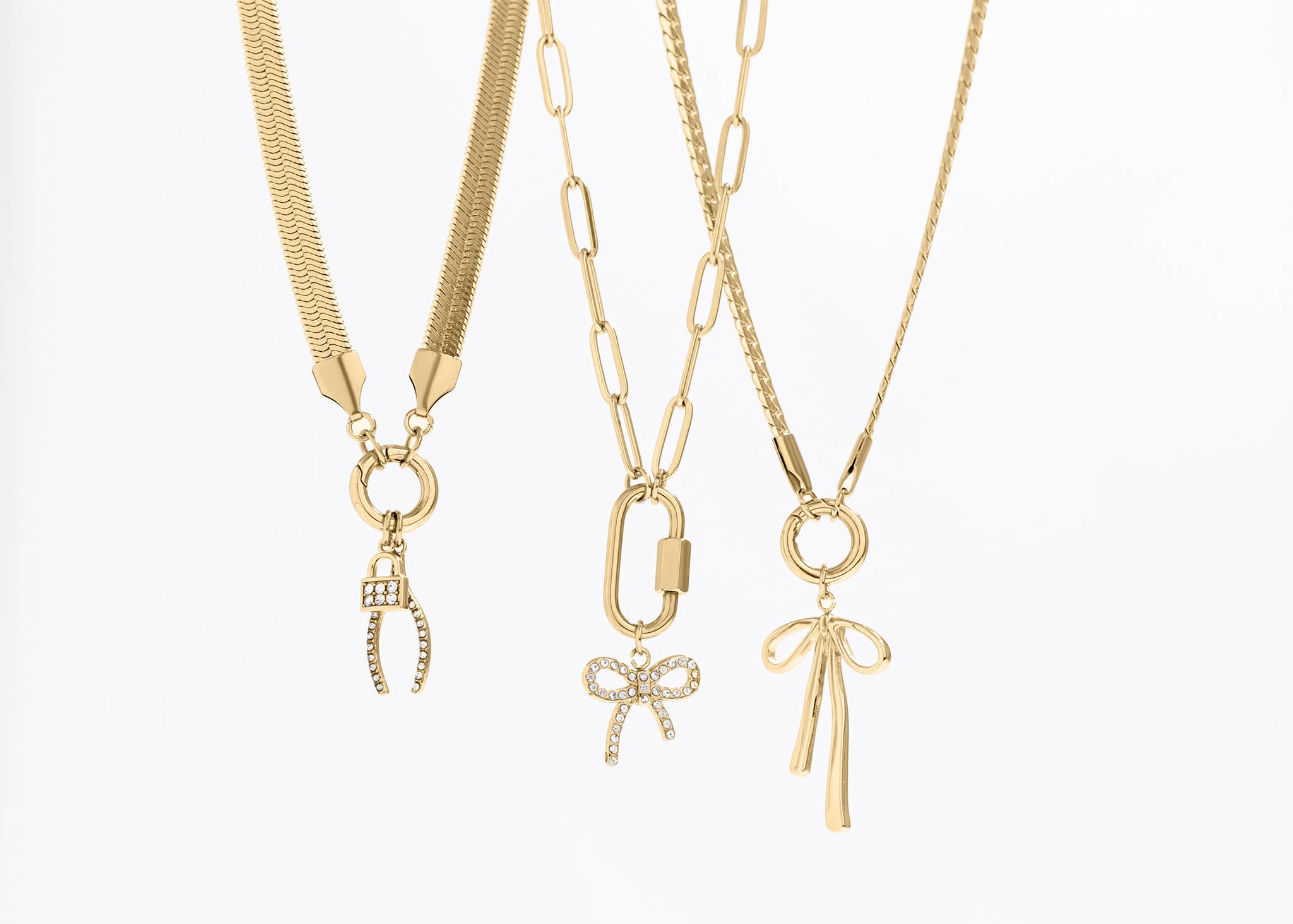 18K Gold PVD Paperclip Carabiner Necklace