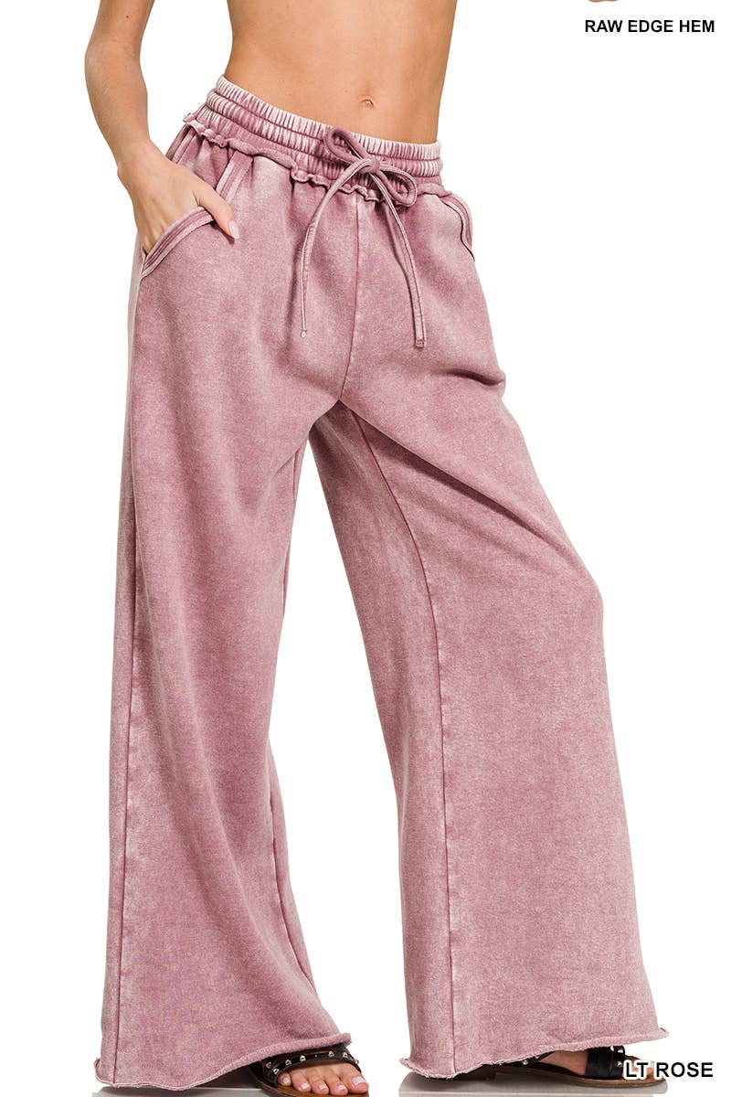 `Washed Sweatpants With Pockets - Zenana