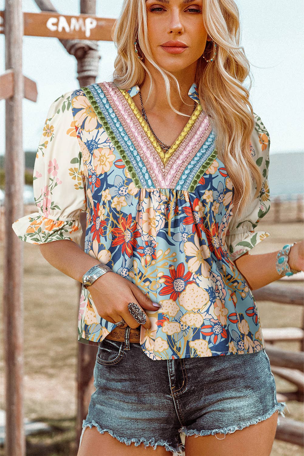 Summer Fashion Crochet Boho Half Sleeve Floral Blouse (S-4X)