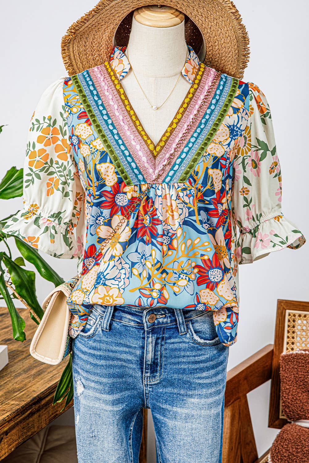 Summer Fashion Crochet Boho Half Sleeve Floral Blouse (S-4X)