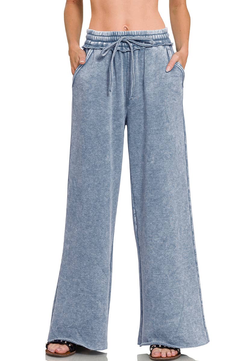 `Washed Sweatpants With Pockets - Zenana