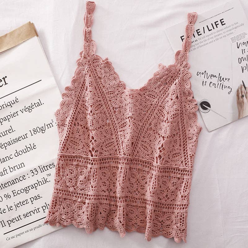 Women's leeveless Layering Crochet Lace Tank Top Vest