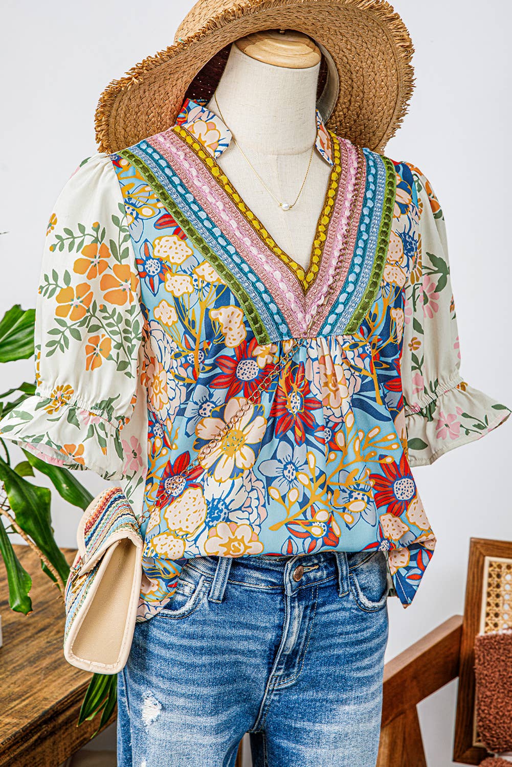 Summer Fashion Crochet Boho Half Sleeve Floral Blouse (S-4X)