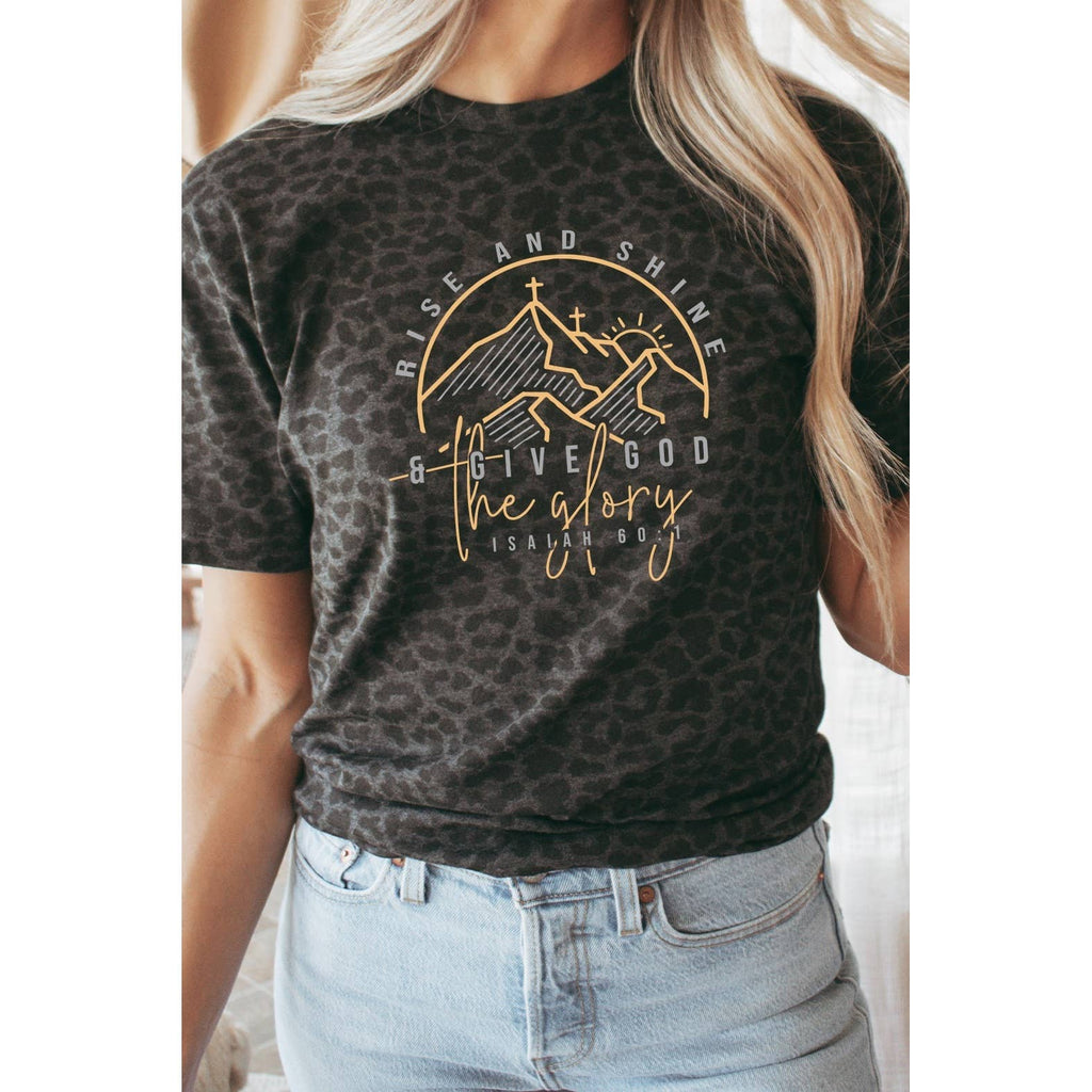 Give God The Glory Black Leopard Graphic Tee