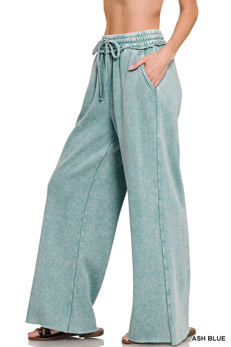 `Washed Sweatpants With Pockets - Zenana
