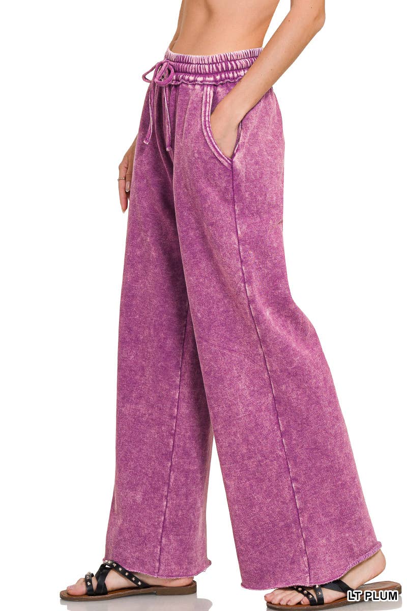 `Washed Sweatpants With Pockets - Zenana